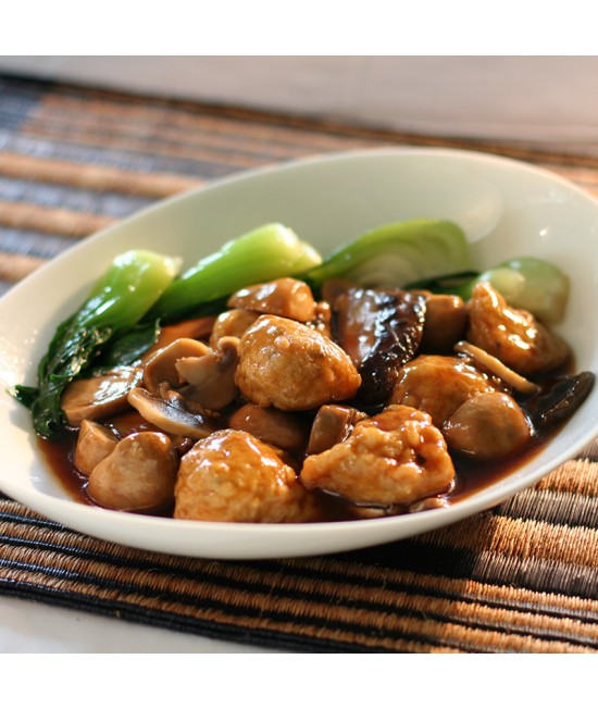 翡翠雙菇扒魚腐